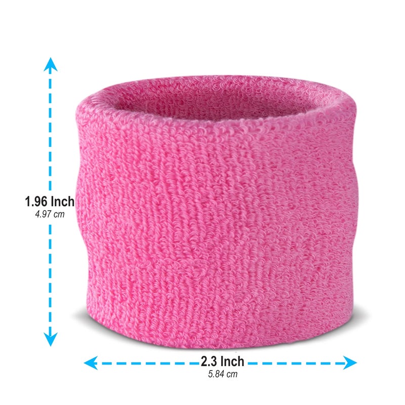 Suddora Wrist Sweatbands, Absorbent and Breathable Thick Cotton Bands for Working Out, Gymnastics, Basketball, Tennis, and Football, Multiuse Wristbands for Costumes and Cosplay, Pink - Image 3